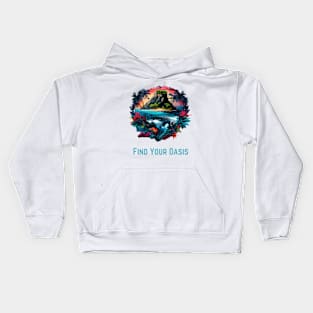 Find Your Oasis - Tropical Oasis Art Kids Hoodie